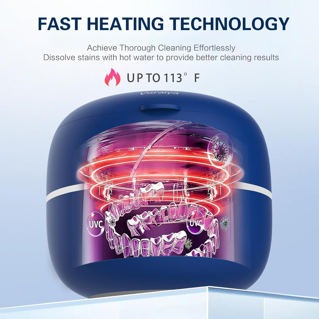 ® Dental Ultrasonic Retainer Cleaner(With Heating Clean) for Retainer,Dentures, Mouth Guard,Aligner,Toothbrush Head,Ultrasonic Retainer Cleaner Machine for All Jewelry